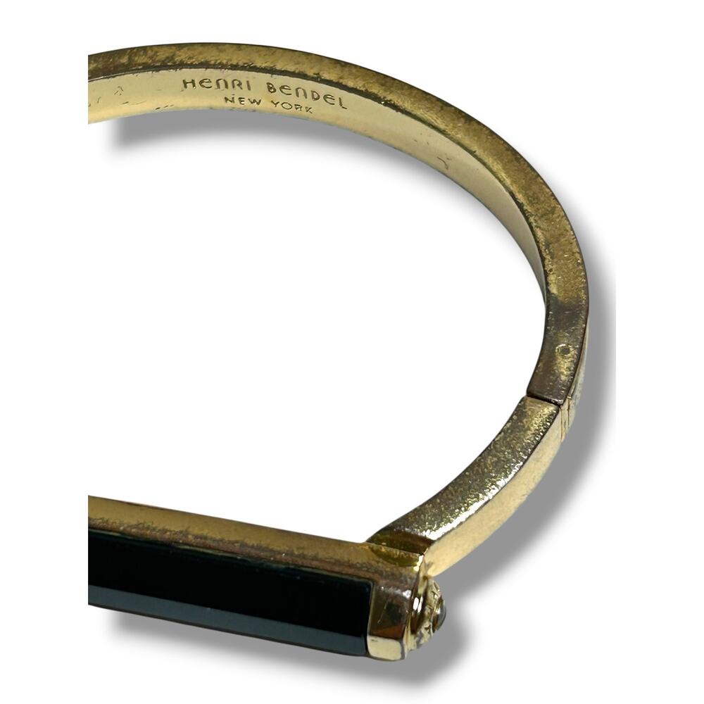 Vintage Henri Bendel New York Gold Tone
Black Resin Bar Hinged Bangle Bracelet - Picture 12 of 12